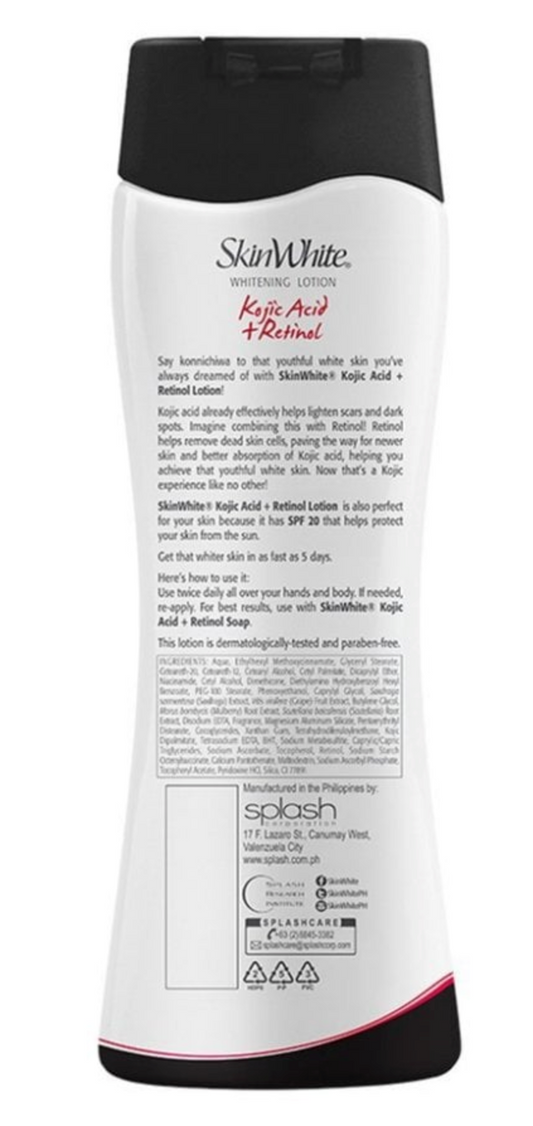 SkinWhiteKojicAcid+RetinolLotion200ml-YouthfulWhiteSkinBrighteningBodyLotion