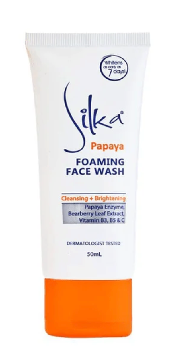 Silka Papaya Lightening & Brightening Foaming Face Wash 50ml - Papaya & Niacinamide Cleanser - Premium Brightening Solution