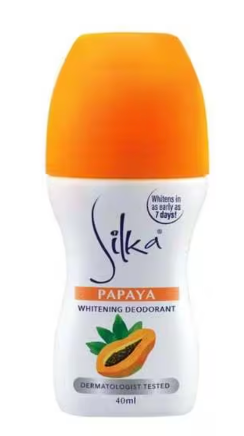 Silka Papaya Lightening & Brightening Roll-On 40ml - Whitening Deodorant with Papaya Enzyme - Premium Brightening Solution