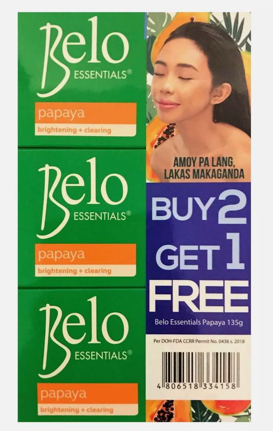 Belo Essentials Skin Lightening & Brightening Papaya Soap 135g x 3