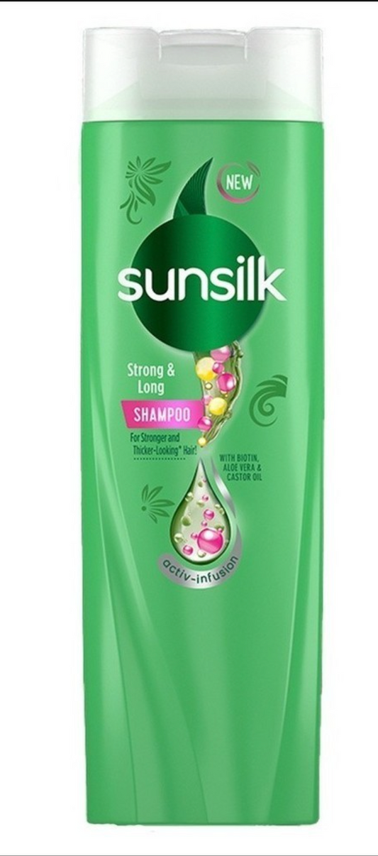 SunSilk Co-Creations Strong & Long Shampoo 180ml - Hair Growth with Biotin & Aloe Vera
