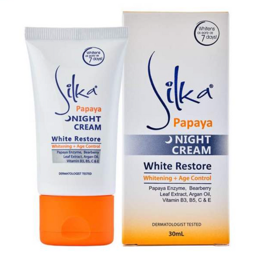 Silka Papaya Lightening & Brightening Night Cream 30ml - Anti-Aging Face Moisturizer - Premium Brightening Solution