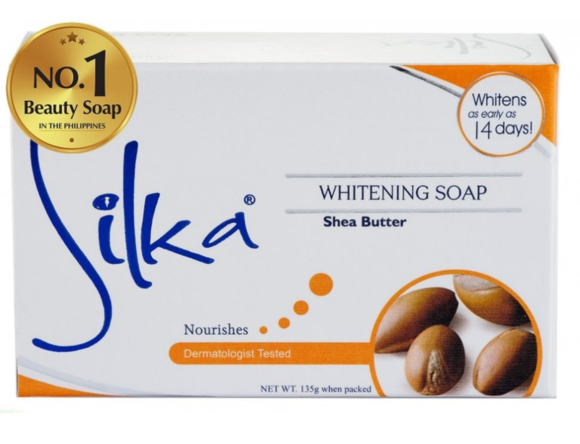 Silka Shea Butter Whitening Soap 135g - Moisturizing Brightening Cleansing Bar - Premium Brightening Solution