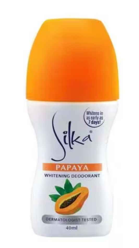 Silka Papaya Lightening & Brightening Roll-On 40ml - Whitening Deodorant with Papaya Enzyme - Premium Brightening Solution