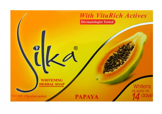 Silka Papaya Skin Lightening & Brightening Soap 135g - Cleansing Bar with Papaya Enzyme - Premium Brightening Solution