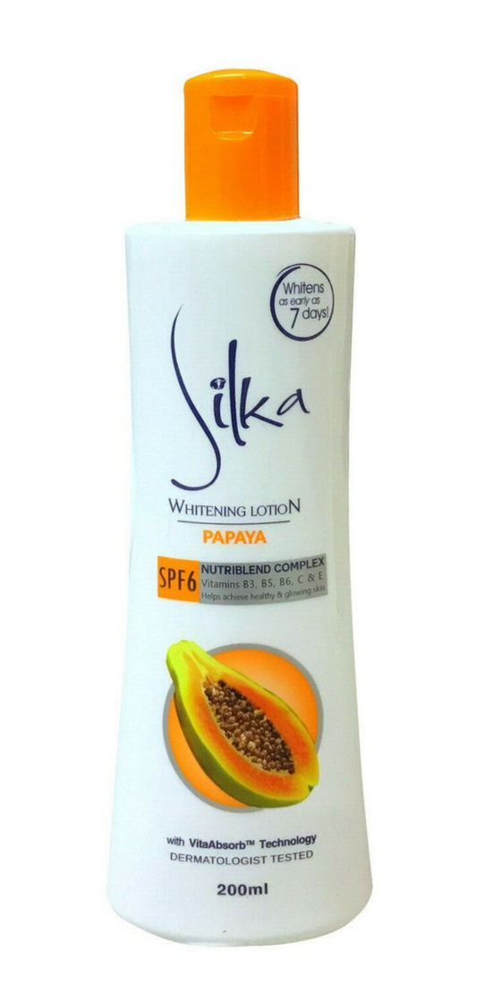 Silka Papaya Skin Lightening & Brightening Lotion 500ml - Face & Body with SPF6 & Vitamin E - Premium Brightening Solution