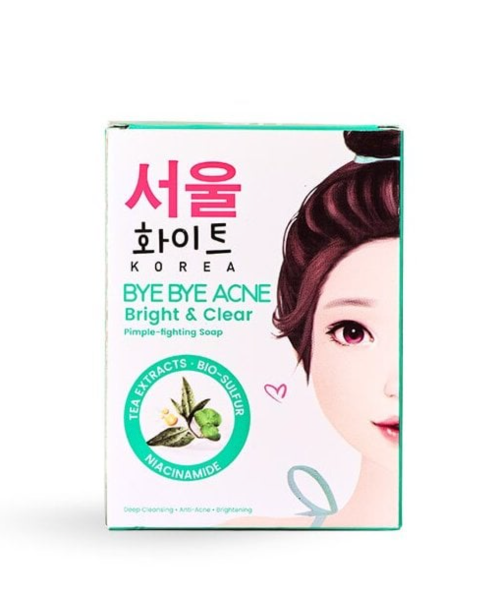 Seoul White Bye Bye Acne Pimple-Fighting Soap 60g x 2 - Tea Tree & Sulfur Cleanser - Premium Brightening Solution