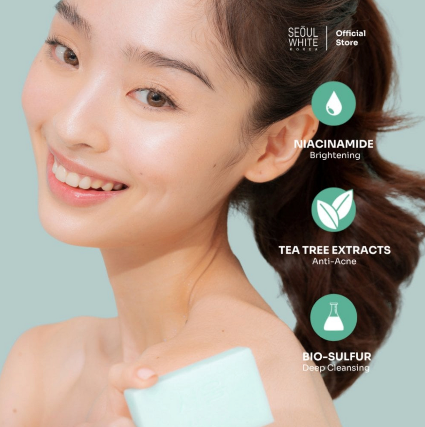 SeoulWhiteByeByeAcnePimple-FightingSoap60gx2-TeaTree&SulfurCleanser