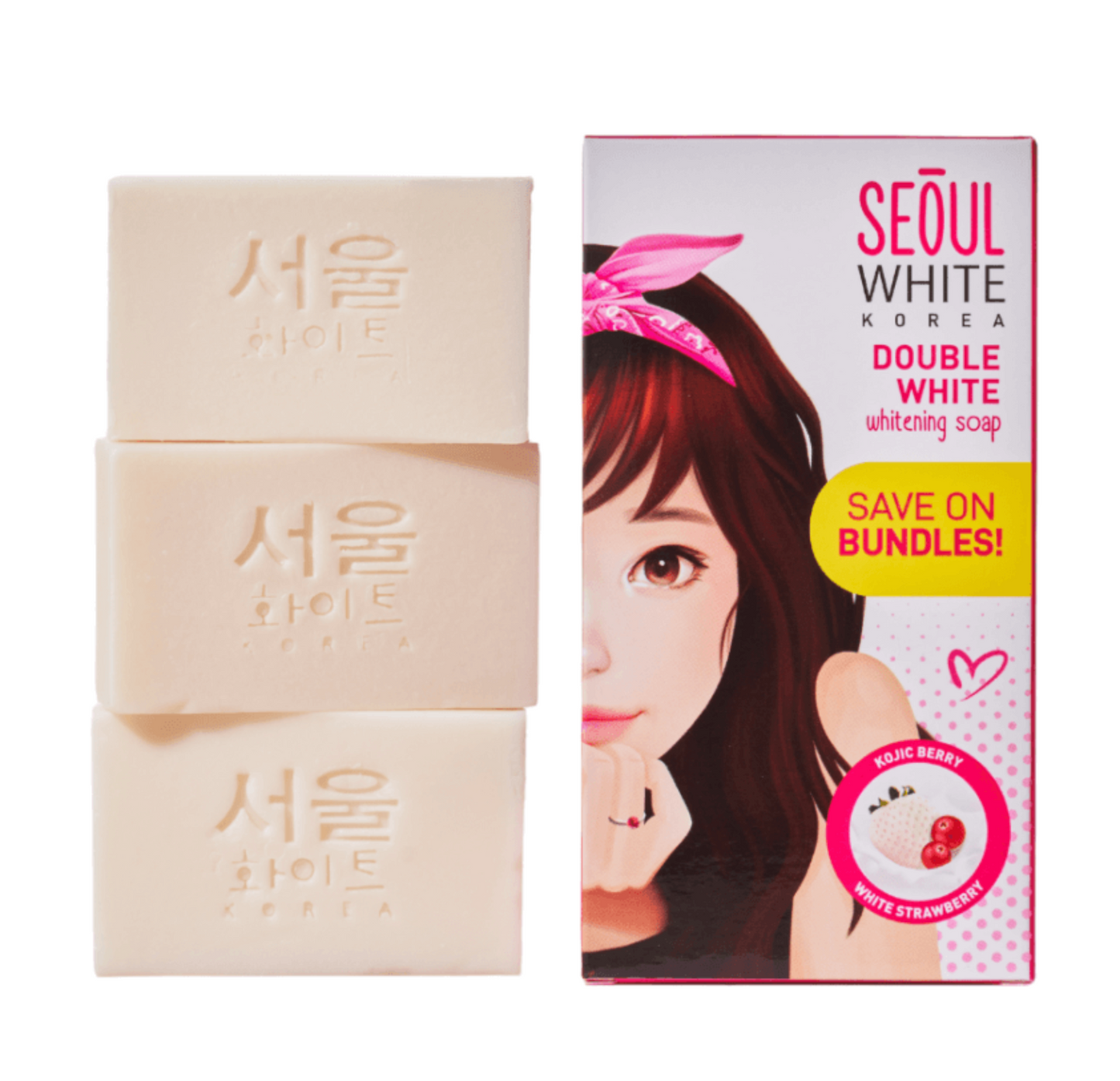 Seoul White Double White Intense Bright Kojic Arbutin Soap 60g x3 - Brightening Beauty Bar - Premium Brightening Solution