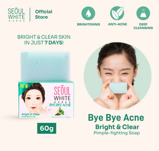 Seoul White Bye Bye Acne Pimple-Fighting Soap 60g - Tea Tree & Sulfur Cleanser