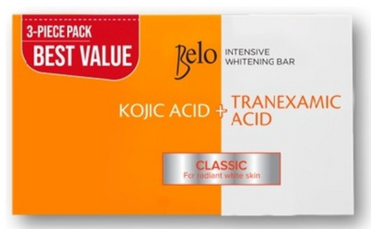 Belo Kojic Acid & Tranexamic Acid Intensive Lightening Bar 65g x3 - Clinically Proven - Premium Brightening Solution