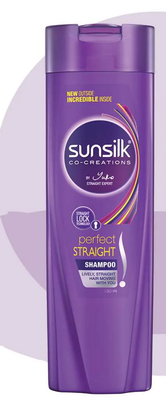 SunSilk Expert-Perfect Straight Shampoo 180ml - Silk Protein Hair Care with Movement